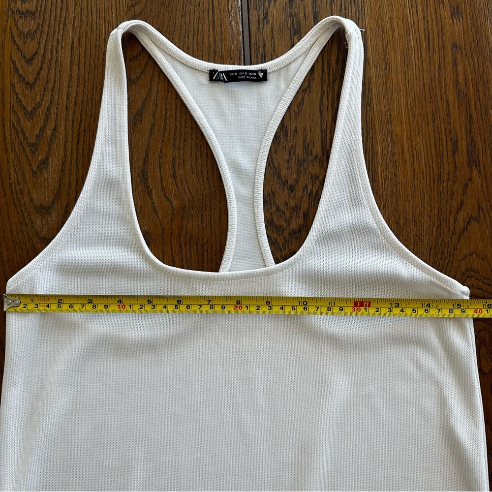 Zara Textured Racerback Sleeveless Tank Midi Dress Cream Off White Size S - Picture 4 of 10